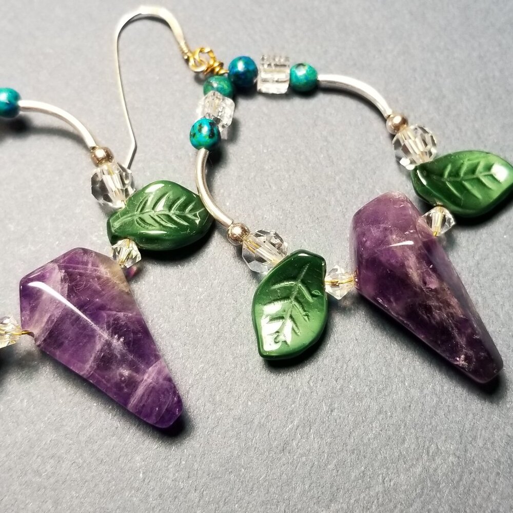 Handcrafted Amethyst Dangle Earrings - image 1